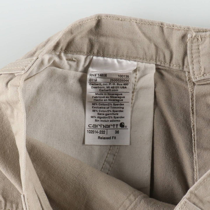 Carhartt Relaxed Fit Duck Canvas Work Shorts (Men's W37 equivalent) cotton Beige type Vintage Second Hand