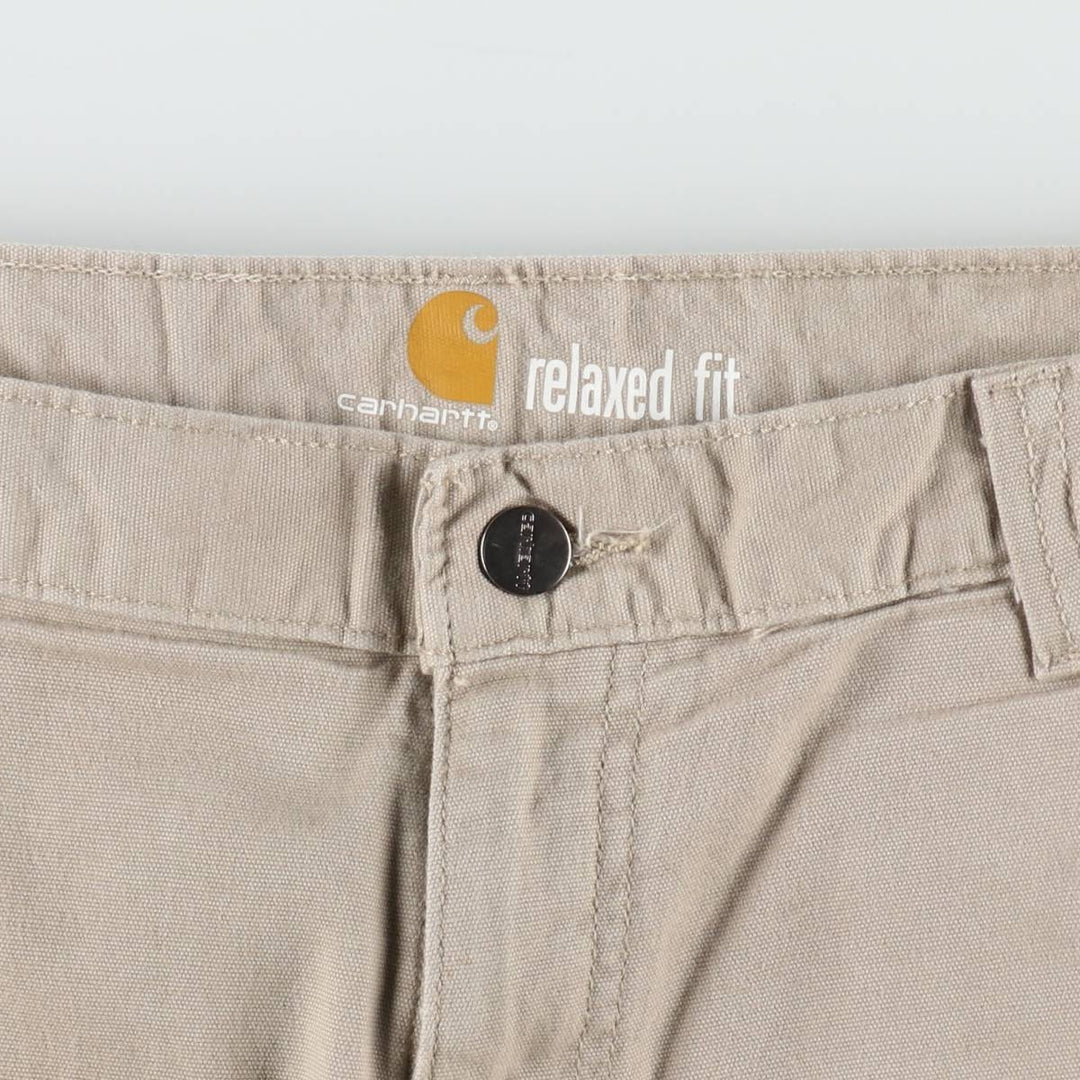 Carhartt Relaxed Fit Duck Canvas Work Shorts (Men's W37 equivalent) cotton Beige type Vintage Second Hand