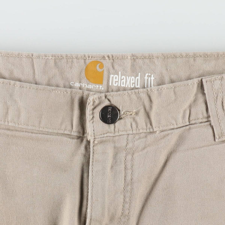 Carhartt Relaxed Fit Duck Canvas Work Shorts (Men's W37 equivalent) cotton Beige type Vintage Second Hand