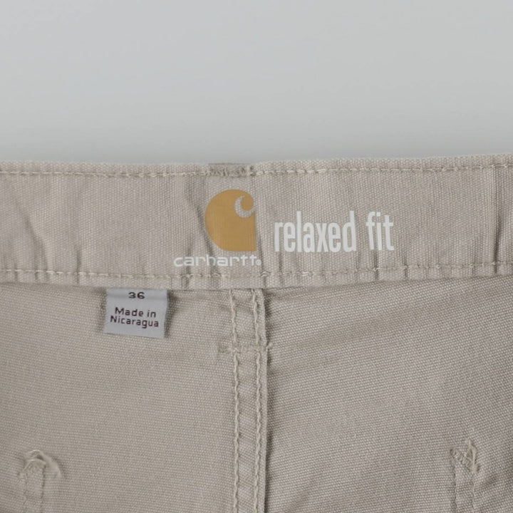 Carhartt Relaxed Fit Duck Canvas Work Shorts (Men's W37 equivalent) cotton Beige type Vintage Second Hand