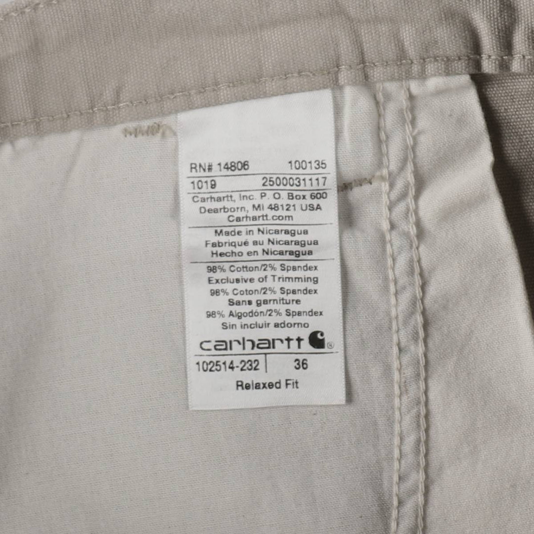Carhartt Relaxed Fit Duck Canvas Work Shorts (Men's W37 equivalent) cotton Beige type Vintage Second Hand