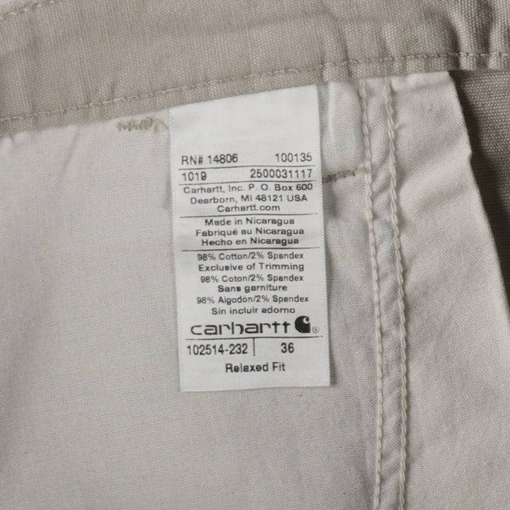 Carhartt Relaxed Fit Duck Canvas Work Shorts (Men's W37 equivalent) cotton Beige type Vintage Second Hand
