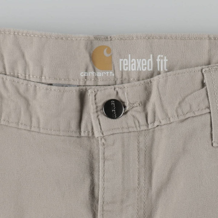 Carhartt Relaxed Fit Duck Canvas Work Shorts (Men's W37 equivalent) cotton Beige type Vintage Second Hand