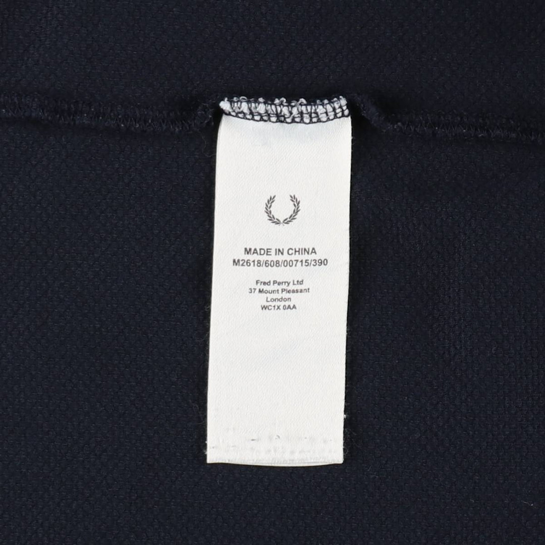Fred Perry short-sleeved T-shirt with a single logo, men's size XL (approx.) cotton navy blue type Vintage Second Hand