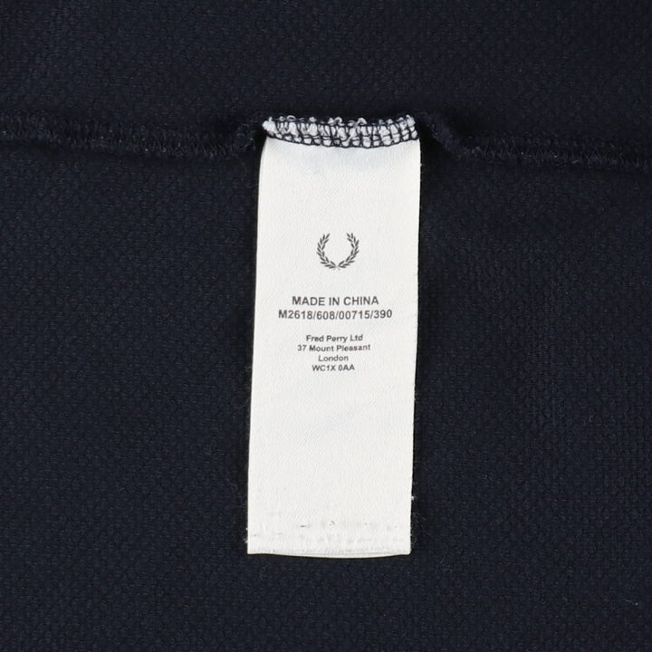 Fred Perry short-sleeved T-shirt with a single logo, men's size XL (approx.) cotton navy blue type Vintage Second Hand