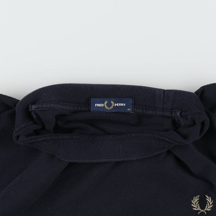 Fred Perry short-sleeved T-shirt with a single logo, men's size XL (approx.) cotton navy blue type Vintage Second Hand