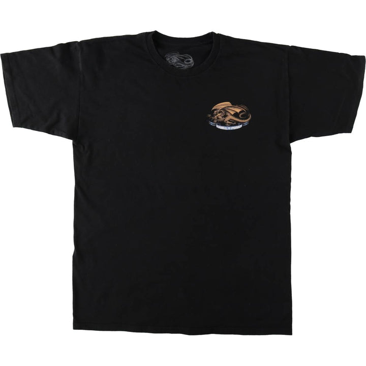 POWELL PERALTA Printed Surf Skate T-Shirt, Made in Mexico, Large (Men's L equivalent), Short Sleeve, Crew Neck, Double-Sided Print cotton black type Vintage Second Hand