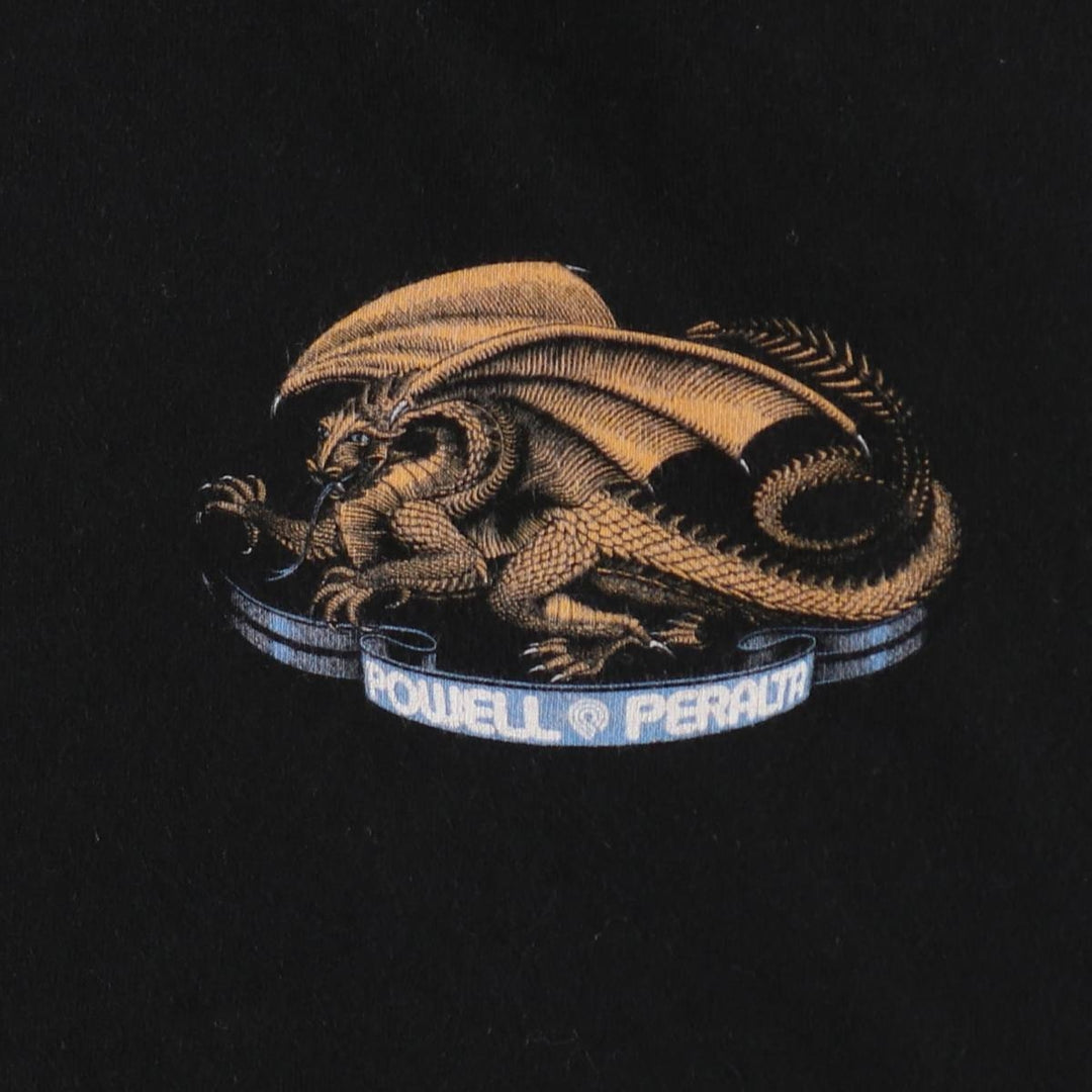 POWELL PERALTA Printed Surf Skate T-Shirt, Made in Mexico, Large (Men's L equivalent), Short Sleeve, Crew Neck, Double-Sided Print cotton black type Vintage Second Hand