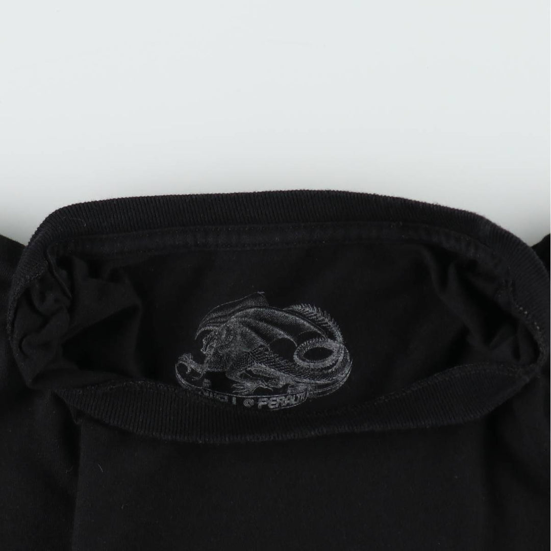 POWELL PERALTA Printed Surf Skate T-Shirt, Made in Mexico, Large (Men's L equivalent), Short Sleeve, Crew Neck, Double-Sided Print cotton black type Vintage Second Hand