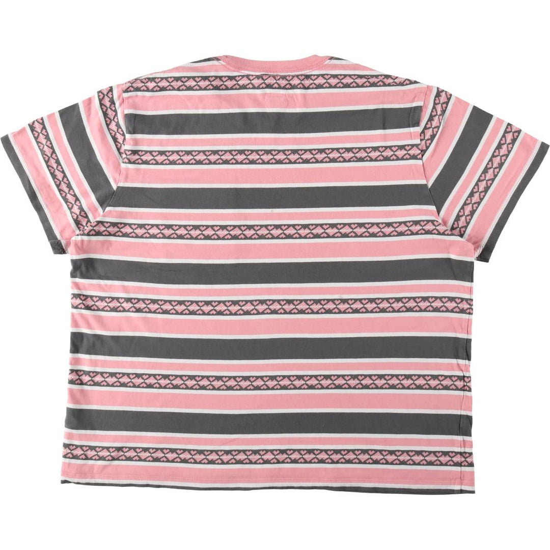 Levi's Multi-stripe Short-Sleeve Striped T-Shirt, Men's Size XL (approx.) cotton pink type Vintage Second Hand