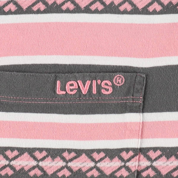 Levi's Multi-stripe Short-Sleeve Striped T-Shirt, Men's Size XL (approx.) cotton pink type Vintage Second Hand
