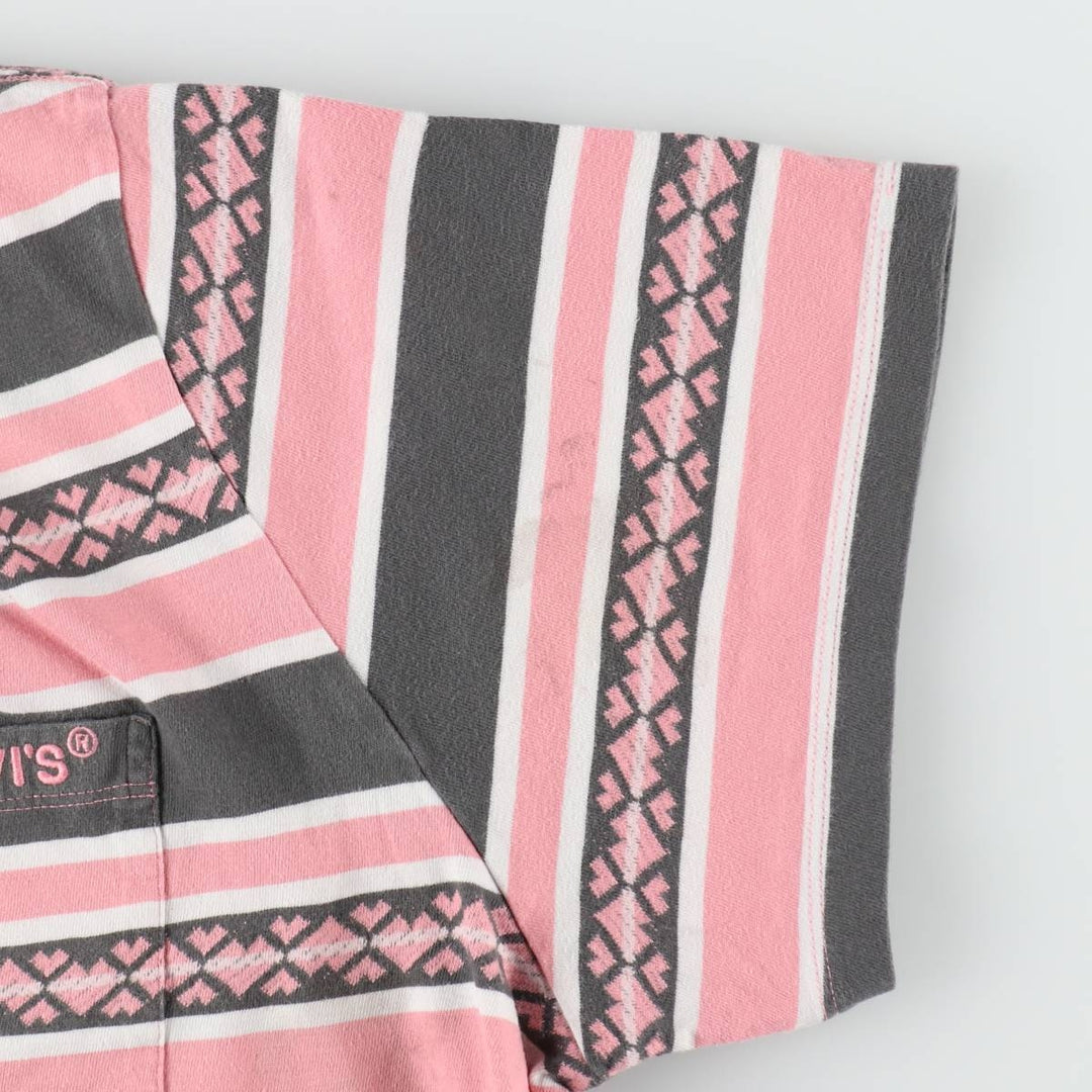 Levi's Multi-stripe Short-Sleeve Striped T-Shirt, Men's Size XL (approx.) cotton pink type Vintage Second Hand