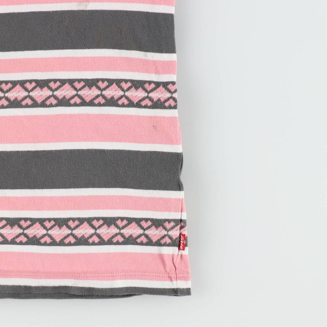 Levi's Multi-stripe Short-Sleeve Striped T-Shirt, Men's Size XL (approx.) cotton pink type Vintage Second Hand