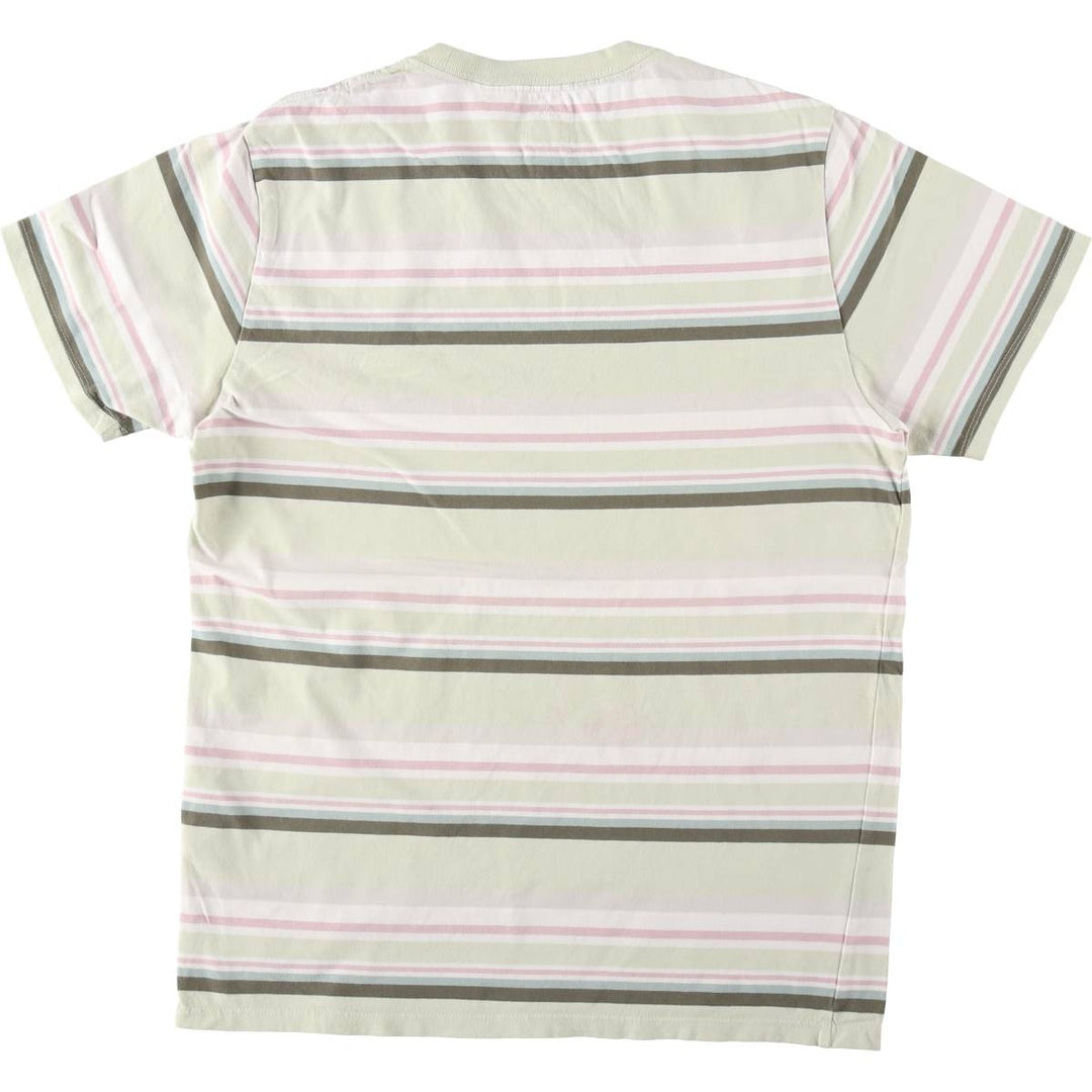 Levi's STANDARD Multi-stripe Short-Sleeve Striped T-Shirt, Men's Size M (approx.) cotton green type yellow green Vintage Second Hand