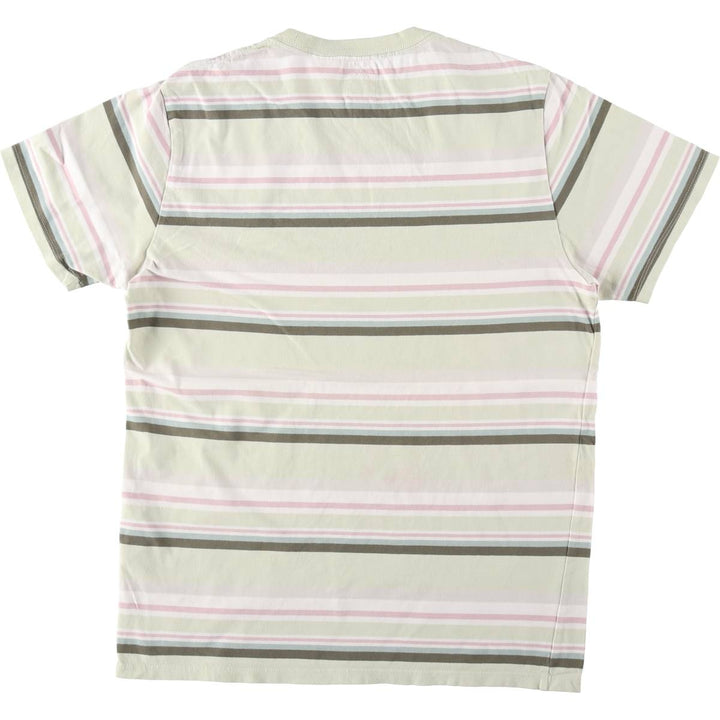 Levi's STANDARD Multi-stripe Short-Sleeve Striped T-Shirt, Men's Size M (approx.) cotton green type yellow green Vintage Second Hand