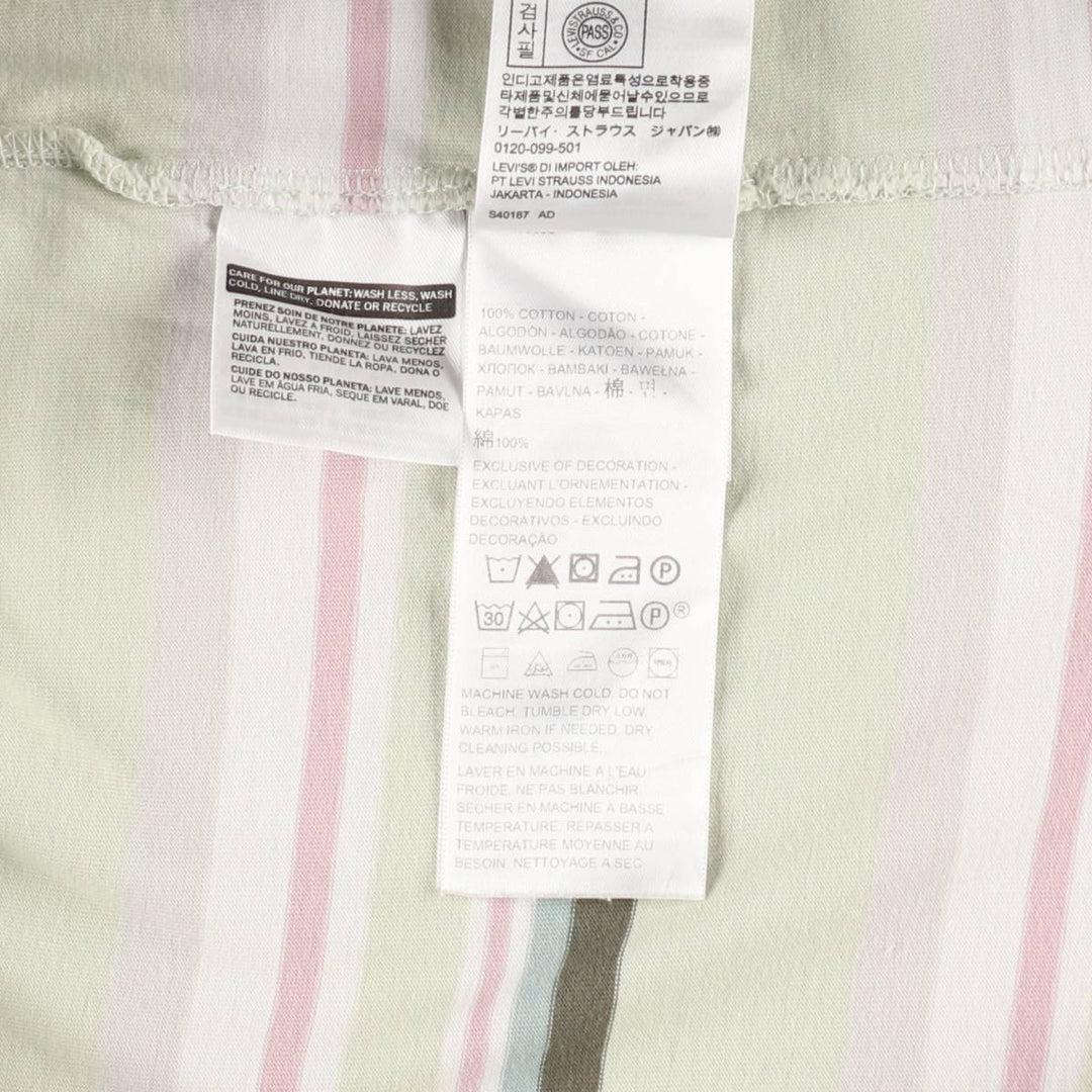 Levi's STANDARD Multi-stripe Short-Sleeve Striped T-Shirt, Men's Size M (approx.) cotton green type yellow green Vintage Second Hand