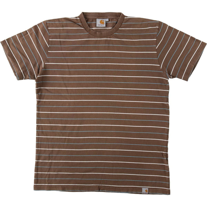 Carhartt Multi-stripe Short-Sleeve Striped T-Shirt, Men's Size L (approx.) cotton brown type Vintage Second Hand