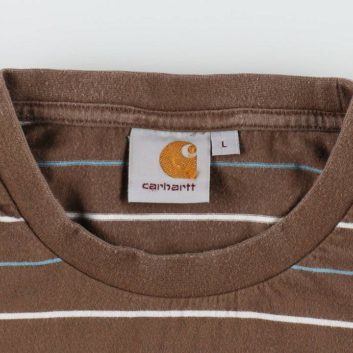 Carhartt Multi-stripe Short-Sleeve Striped T-Shirt, Men's Size L (approx.) cotton brown type Vintage Second Hand