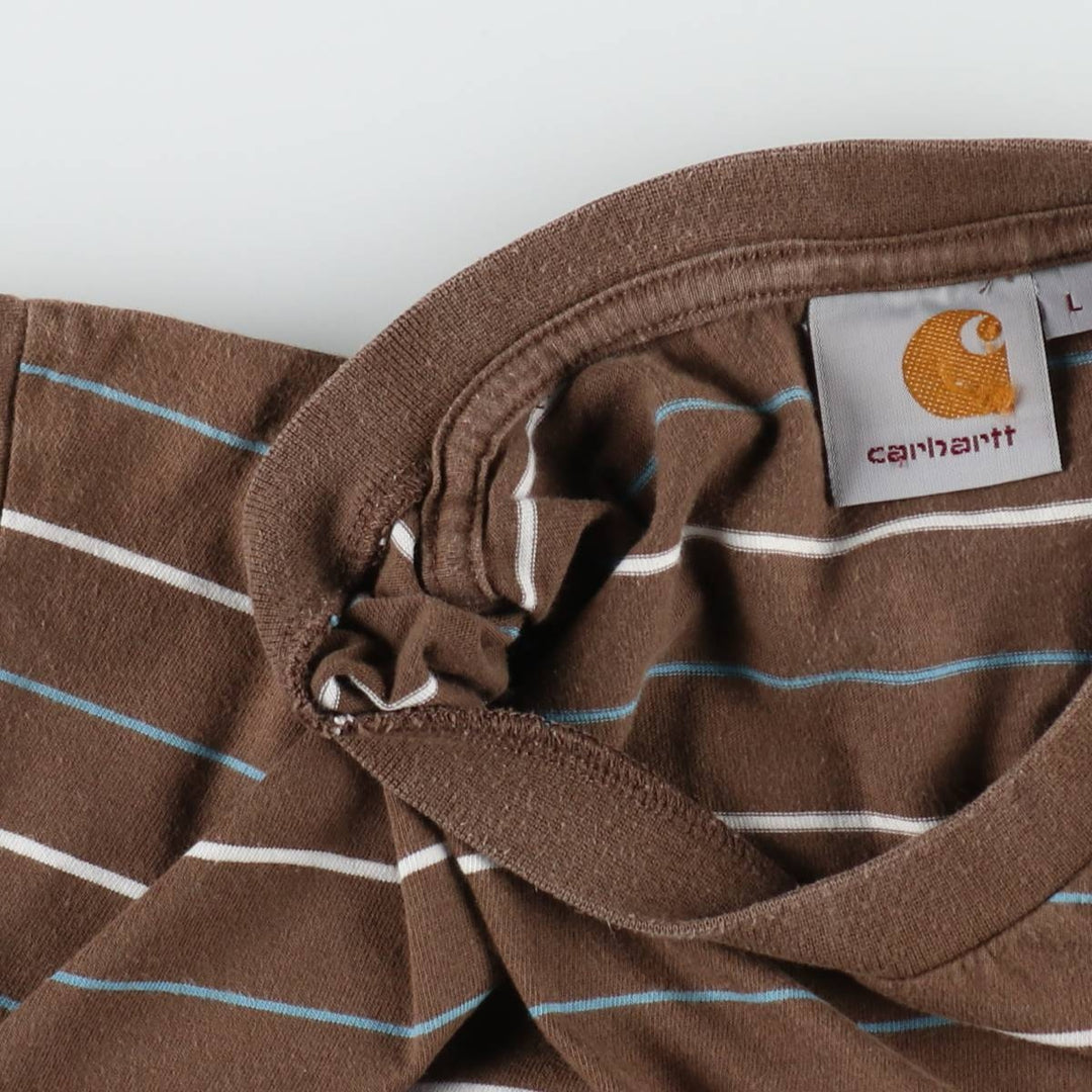 Carhartt Multi-stripe Short-Sleeve Striped T-Shirt, Men's Size L (approx.) cotton brown type Vintage Second Hand