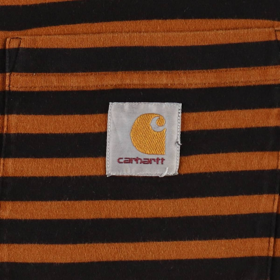 Carhartt WORK IN PROGRESS Short-Sleeve Striped T-Shirt, Men's Size XL (approx.) cotton black type Vintage Second Hand