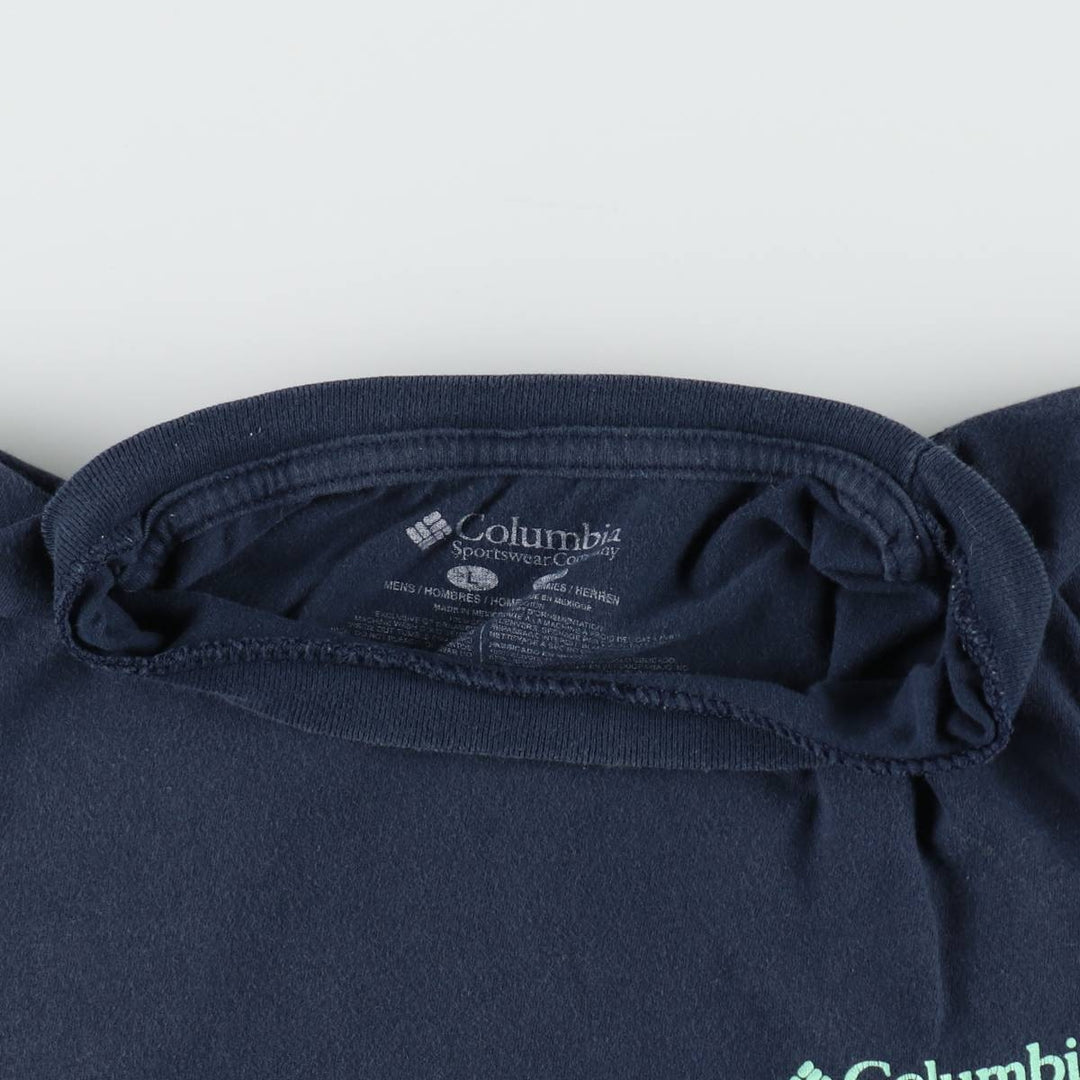 Columbia Short-Sleeve Printed T-Shirt, Men's Size L (approx.) cotton navy blue type Vintage Second Hand