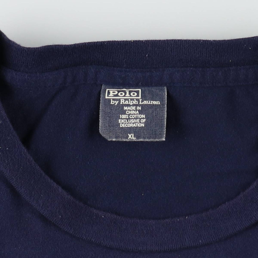 Ralph Lauren POLO by Ralph Lauren short-sleeved printed T-shirt, men's size XL cotton navy blue type Vintage Second Hand