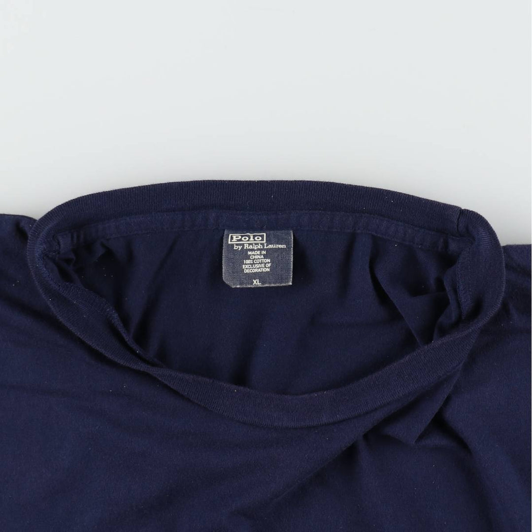 Ralph Lauren POLO by Ralph Lauren short-sleeved printed T-shirt, men's size XL cotton navy blue type Vintage Second Hand