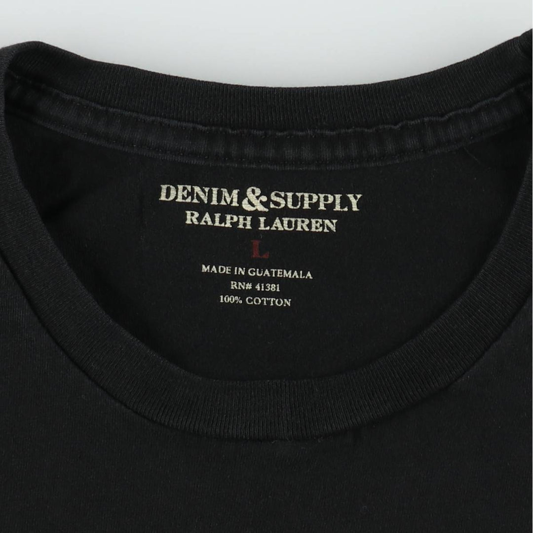 Ralph Lauren POLO RALPH LAUREN DENIM & SUPPLY Skull Pattern Short-Sleeve Printed T-Shirt (Men's Size L) cotton black type Vintage Second Hand