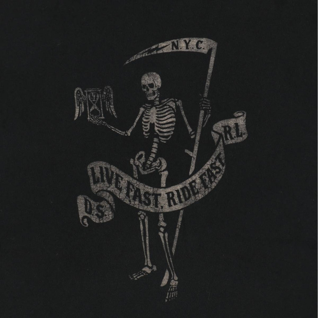 Ralph Lauren POLO RALPH LAUREN DENIM & SUPPLY Skull Pattern Short-Sleeve Printed T-Shirt (Men's Size L) cotton black type Vintage Second Hand