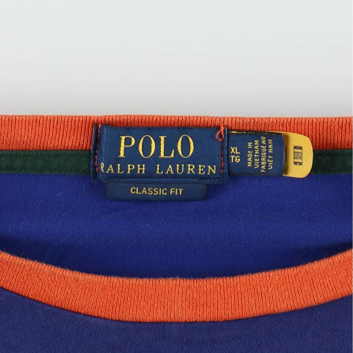 Ralph Lauren POLO RALPH LAUREN CLASSIC FIT Short-Sleeve T-Shirt with One-Point Logo, Men's Size XL (approx.) cotton blue type Vintage Second Hand