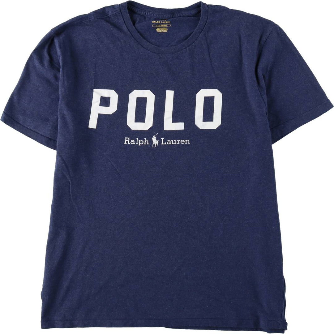 Ralph Lauren POLO RALPH LAUREN short-sleeved logo T-shirt, men's size L cotton navy blue type Vintage Second Hand