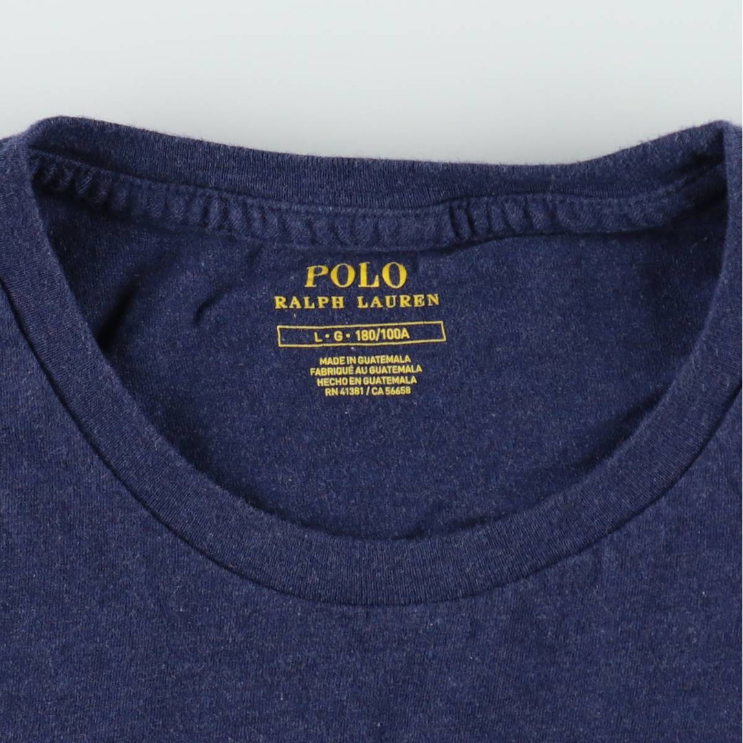 Ralph Lauren POLO RALPH LAUREN short-sleeved logo T-shirt, men's size L cotton navy blue type Vintage Second Hand