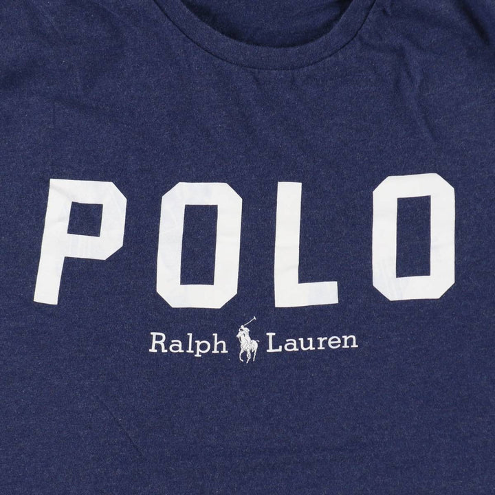 Ralph Lauren POLO RALPH LAUREN short-sleeved logo T-shirt, men's size L cotton navy blue type Vintage Second Hand