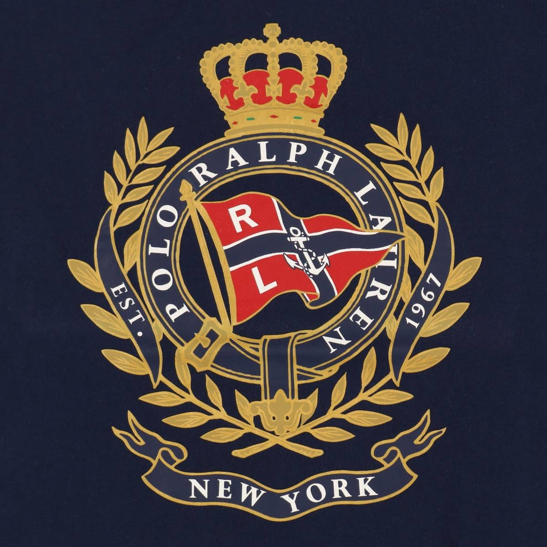 Ralph Lauren POLO RALPH LAUREN Short-Sleeve Printed T-Shirt, Men's Size S (approx.) cotton navy blue type Vintage Second Hand
