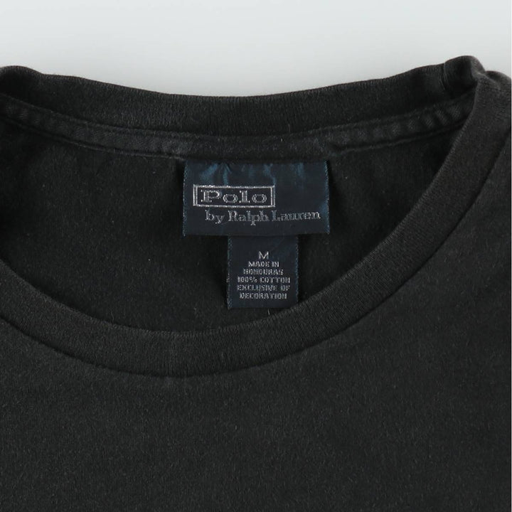Ralph Lauren POLO by Ralph Lauren short sleeve one point logo T-shirt men's M size cotton black type Vintage Second Hand