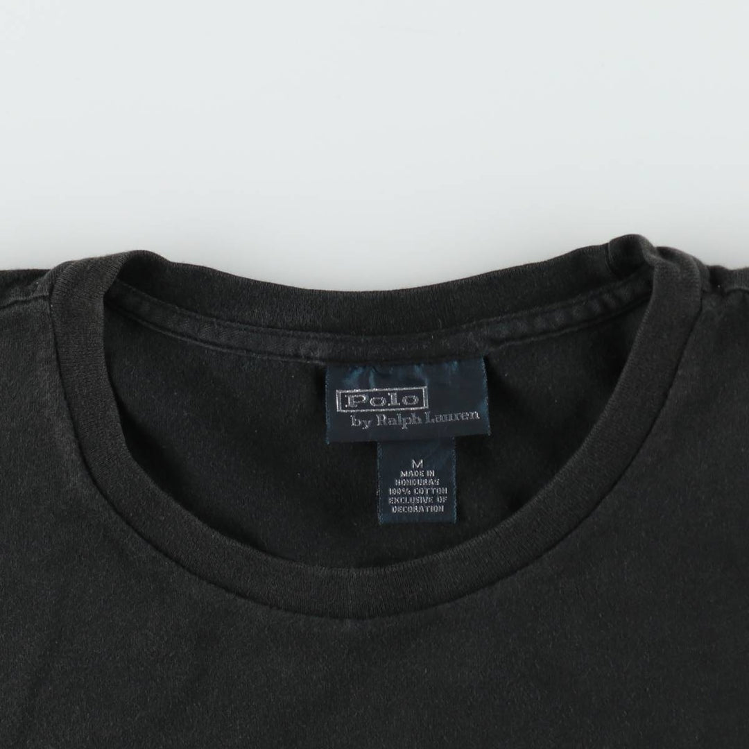 Ralph Lauren POLO by Ralph Lauren short sleeve one point logo T-shirt men's M size cotton black type Vintage Second Hand