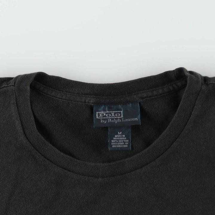 Ralph Lauren POLO by Ralph Lauren short sleeve one point logo T-shirt men's M size cotton black type Vintage Second Hand
