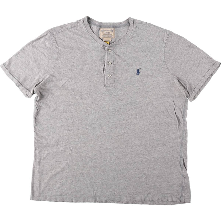 Ralph Lauren POLO by Ralph Lauren Henley neck short-sleeved T-shirt with a single logo, men's size XL equivalent. cotton gray type Vintage Second Hand