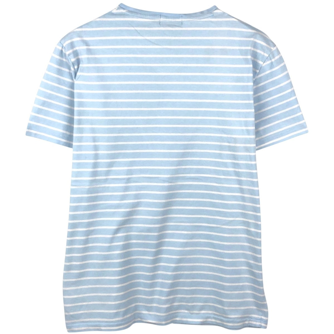 Ralph Lauren POLO RALPH LAUREN CUSTOM SLIM FIT V-neck Short-sleeve Striped T-shirt (Men's size L equivalent) cotton Blue type light blue Vintage Second Hand