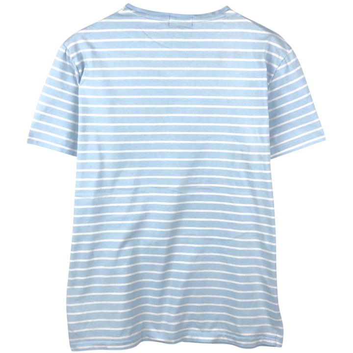 Ralph Lauren POLO RALPH LAUREN CUSTOM SLIM FIT V-neck Short-sleeve Striped T-shirt (Men's size L equivalent) cotton Blue type light blue Vintage Second Hand