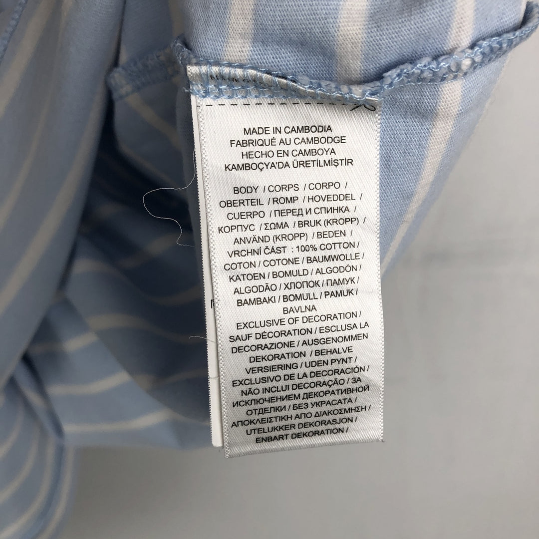 Ralph Lauren POLO RALPH LAUREN CUSTOM SLIM FIT V-neck Short-sleeve Striped T-shirt (Men's size L equivalent) cotton Blue type light blue Vintage Second Hand