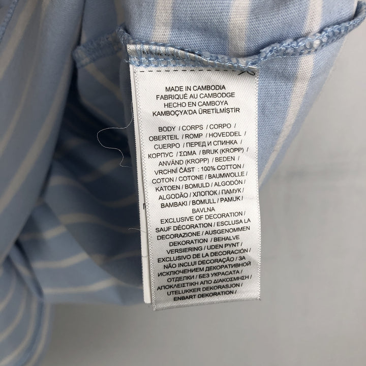 Ralph Lauren POLO RALPH LAUREN CUSTOM SLIM FIT V-neck Short-sleeve Striped T-shirt (Men's size L equivalent) cotton Blue type light blue Vintage Second Hand