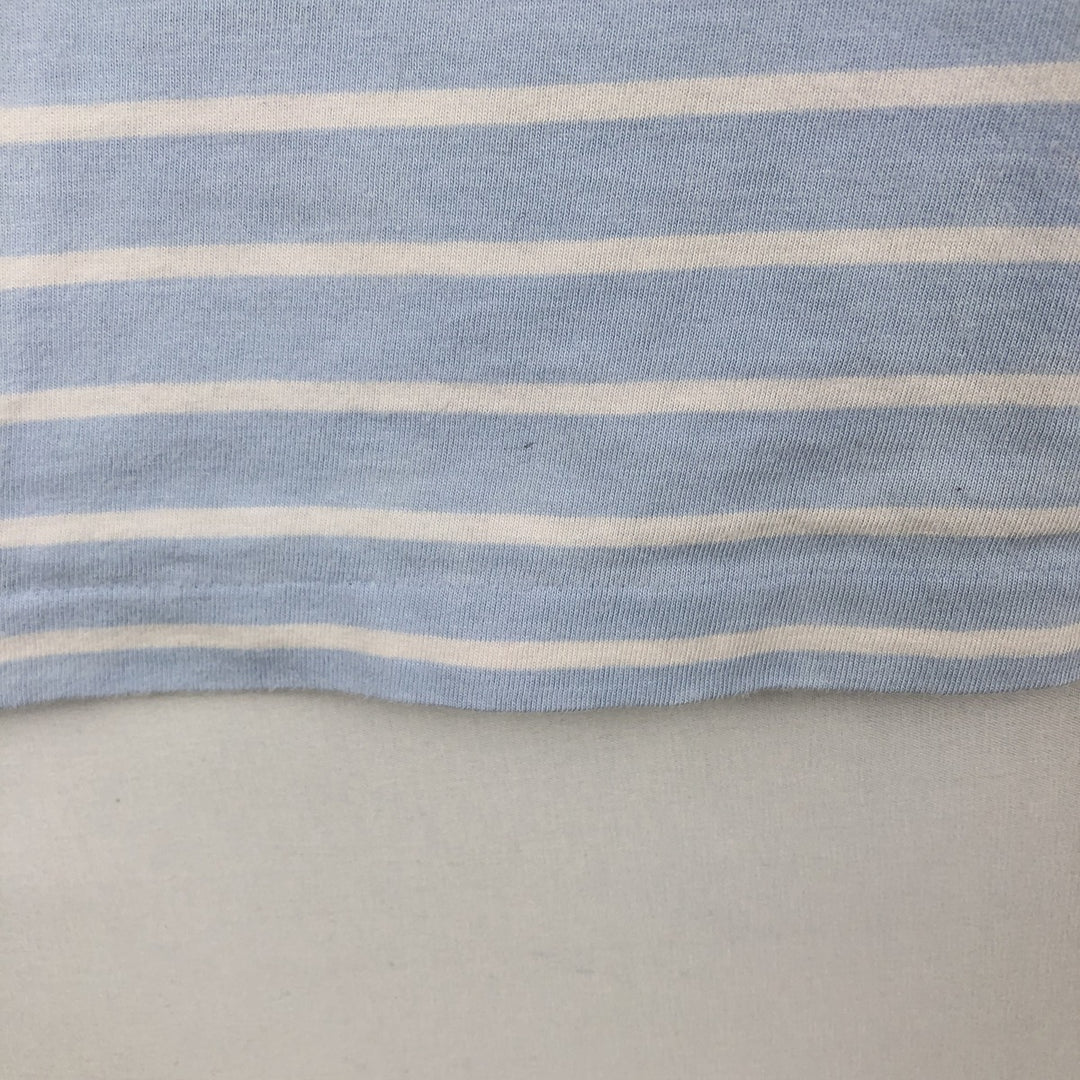 Ralph Lauren POLO RALPH LAUREN CUSTOM SLIM FIT V-neck Short-sleeve Striped T-shirt (Men's size L equivalent) cotton Blue type light blue Vintage Second Hand