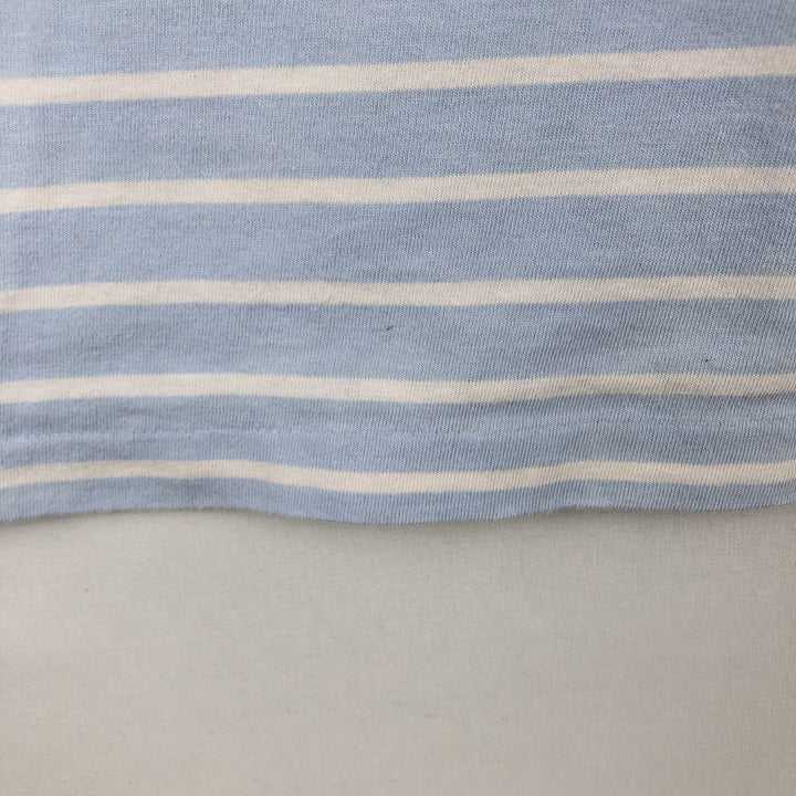 Ralph Lauren POLO RALPH LAUREN CUSTOM SLIM FIT V-neck Short-sleeve Striped T-shirt (Men's size L equivalent) cotton Blue type light blue Vintage Second Hand