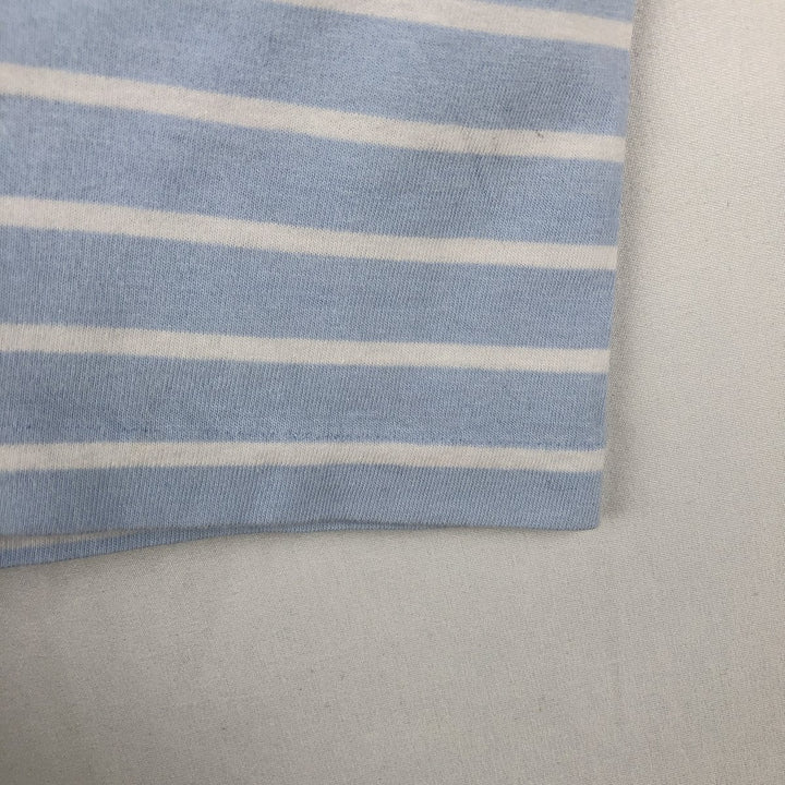 Ralph Lauren POLO RALPH LAUREN CUSTOM SLIM FIT V-neck Short-sleeve Striped T-shirt (Men's size L equivalent) cotton Blue type light blue Vintage Second Hand