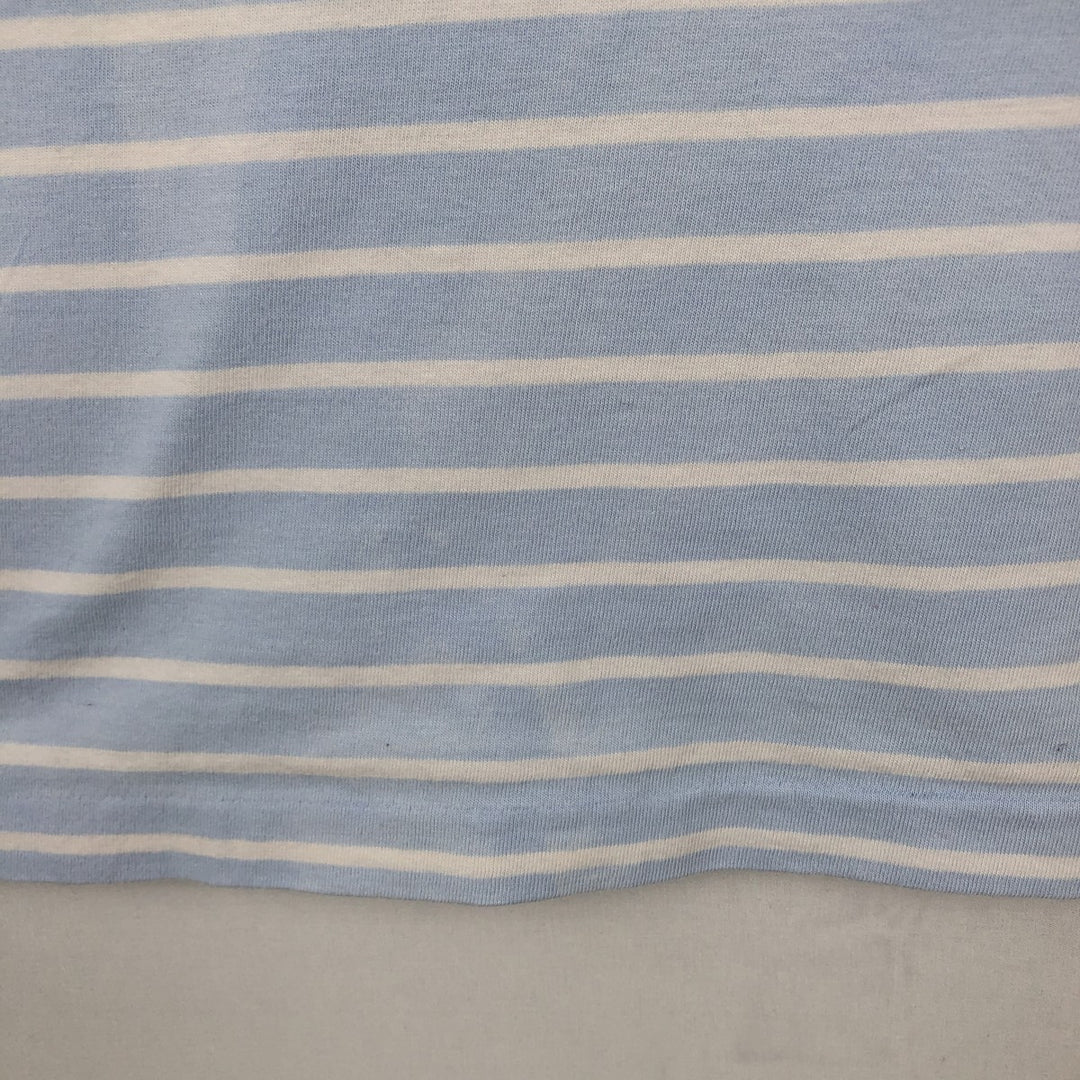 Ralph Lauren POLO RALPH LAUREN CUSTOM SLIM FIT V-neck Short-sleeve Striped T-shirt (Men's size L equivalent) cotton Blue type light blue Vintage Second Hand