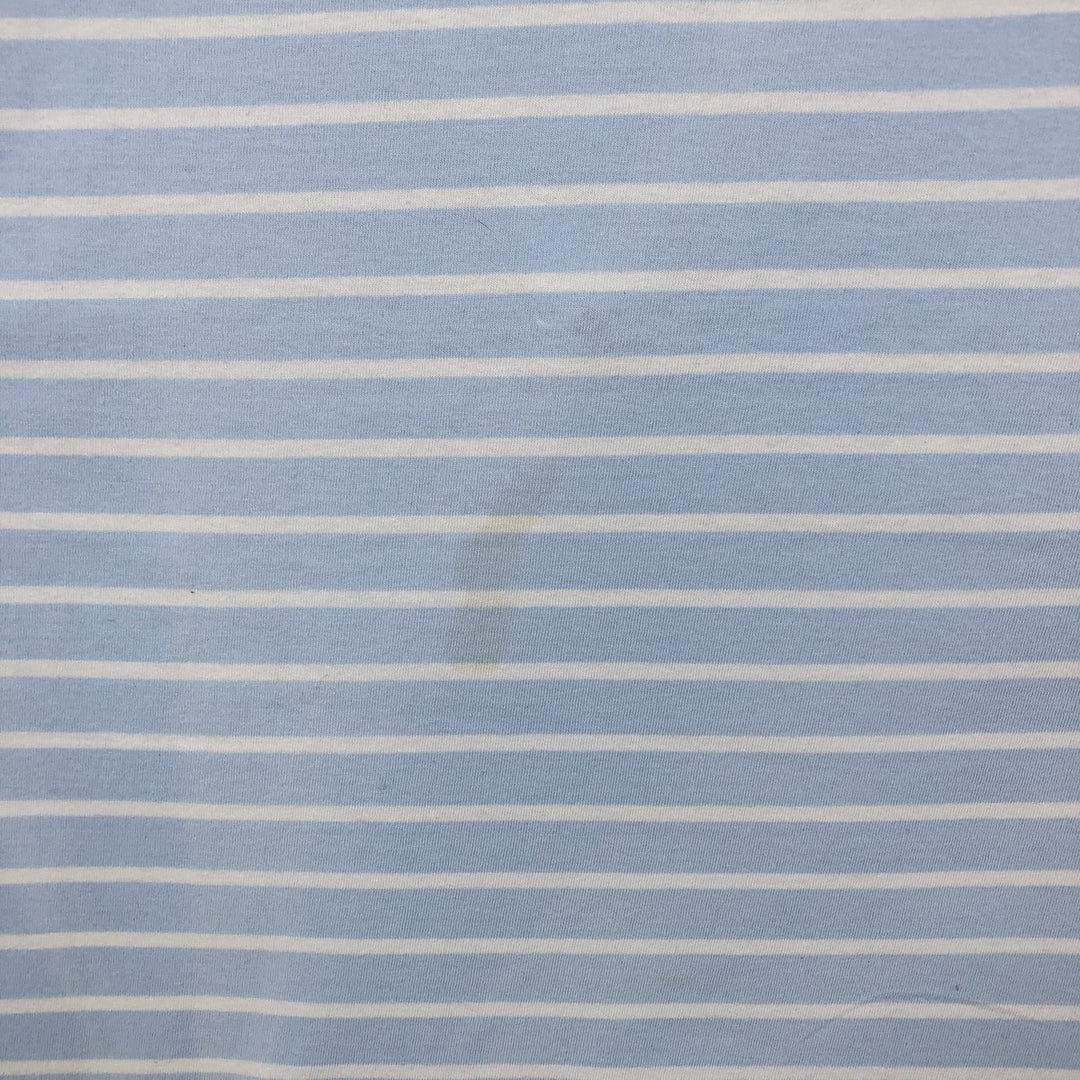 Ralph Lauren POLO RALPH LAUREN CUSTOM SLIM FIT V-neck Short-sleeve Striped T-shirt (Men's size L equivalent) cotton Blue type light blue Vintage Second Hand