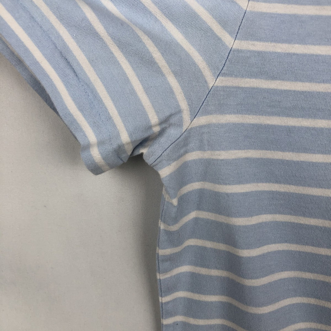 Ralph Lauren POLO RALPH LAUREN CUSTOM SLIM FIT V-neck Short-sleeve Striped T-shirt (Men's size L equivalent) cotton Blue type light blue Vintage Second Hand