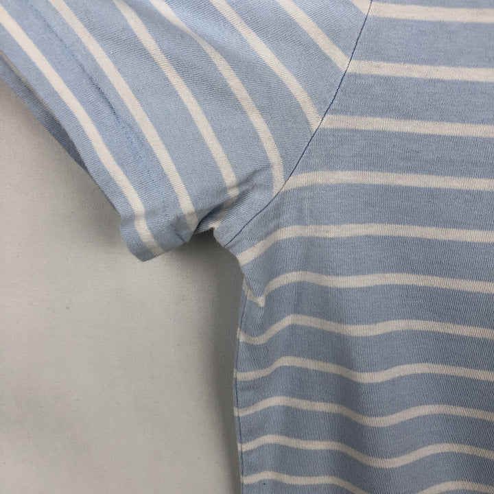 Ralph Lauren POLO RALPH LAUREN CUSTOM SLIM FIT V-neck Short-sleeve Striped T-shirt (Men's size L equivalent) cotton Blue type light blue Vintage Second Hand