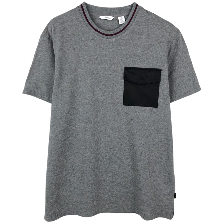Calvin Klein short-sleeved pocket t-shirt, men's size L (approx.) cotton gray type Vintage Second Hand